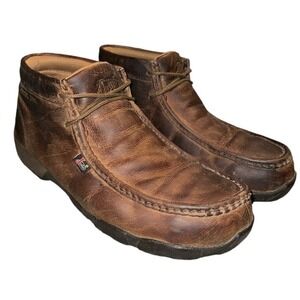 Justin Cappie Work Boots Men's 11.5W Steel Toe EH Moc Toe Brown Leather Shoes